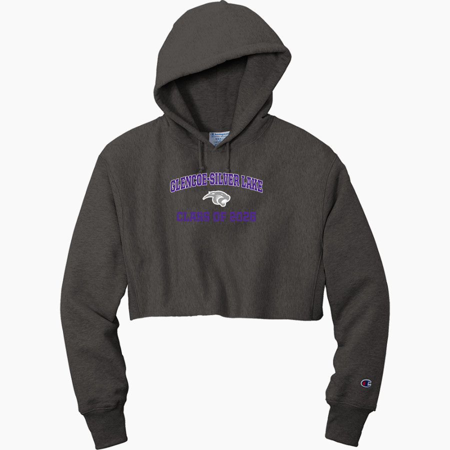 Glencoe-Silver Lake Panthers <span class="pdp-name-mascot">Glencoe Silver-Lake Panthers</span> Champion Women's Reverse Weave Cropped Cut-Off Hooded Sweatshirt