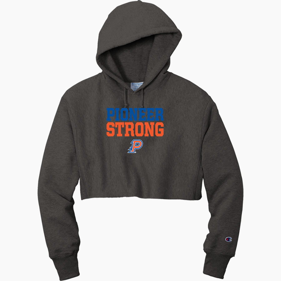 OLENTANGY ORANGE PIONEERS <span class="pdp-name-mascot">OLENTANGY ORANGE PIONEERS</span> Champion Women's Reverse Weave Cropped Cut-Off Hooded Sweatshirt
