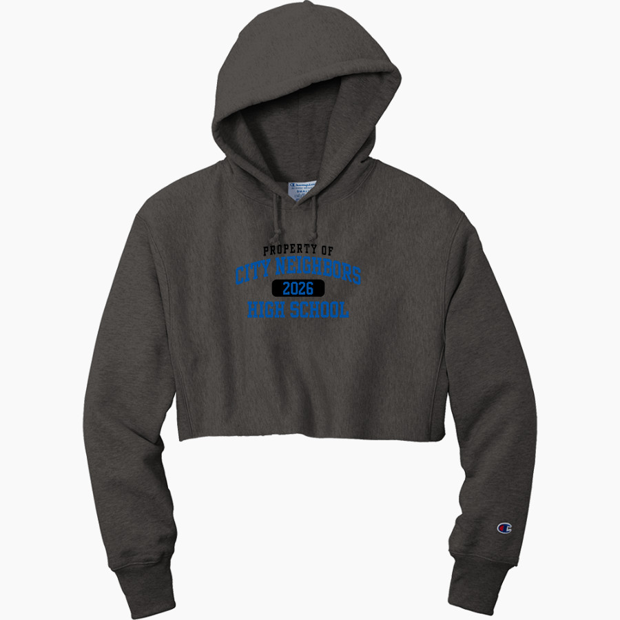 City Neighbors Lions <span class="pdp-name-mascot">City Neighbors High School Lions</span> Champion Women's Reverse Weave Cropped Cut-Off Hooded Sweatshirt