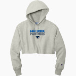 SALE CREEK Panthers Online Store <span class="pdp-name-mascot">SALE CREEK PANTHERS /LADY</span> Champion Women's Reverse Weave Cropped Cut-Off Hooded Sweatshirt Front Thumbnail