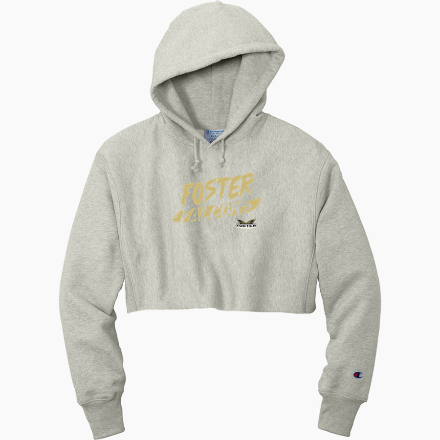 FOSTER HIGH SCHOOL FALCONS <span class="pdp-name-mascot">FOSTER FALCONS</span> Champion Women's Reverse Weave Cropped Cut-Off Hooded Sweatshirt