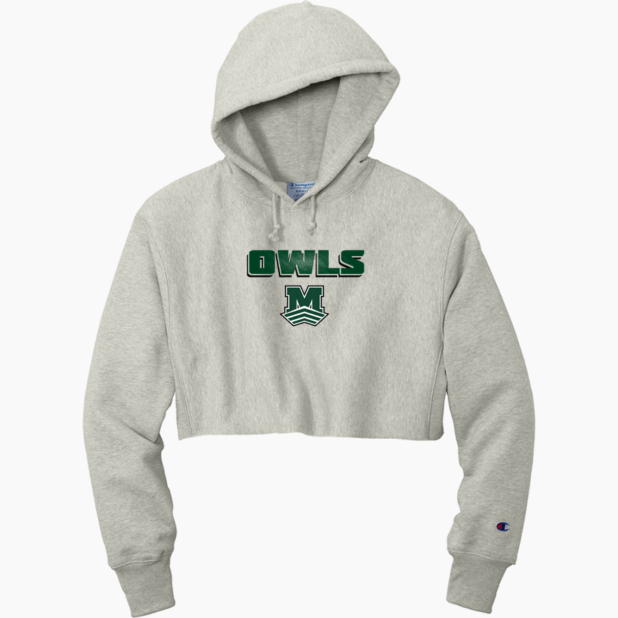 Mid-Pacific Owls <span class="pdp-name-mascot">Mid-Pacific Owls</span> Champion Women's Reverse Weave Cropped Cut-Off Hooded Sweatshirt