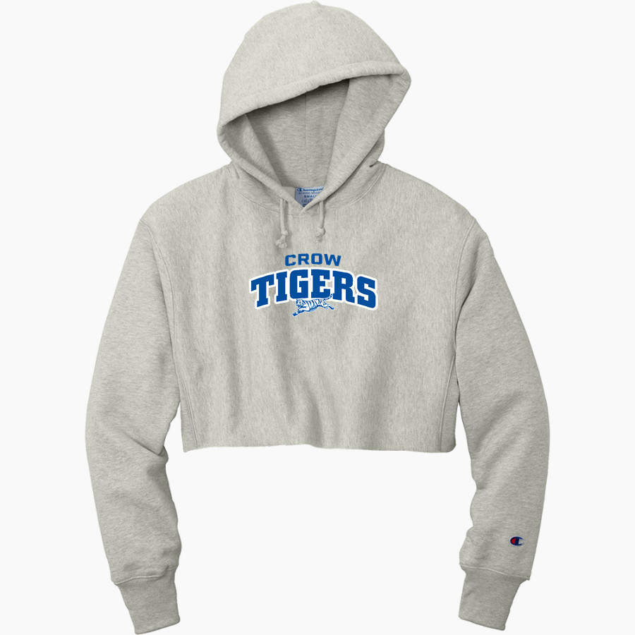 Crow Tigers <span class="pdp-name-mascot">Crow Middle School Tigers</span> Champion Women's Reverse Weave Cropped Cut-Off Hooded Sweatshirt