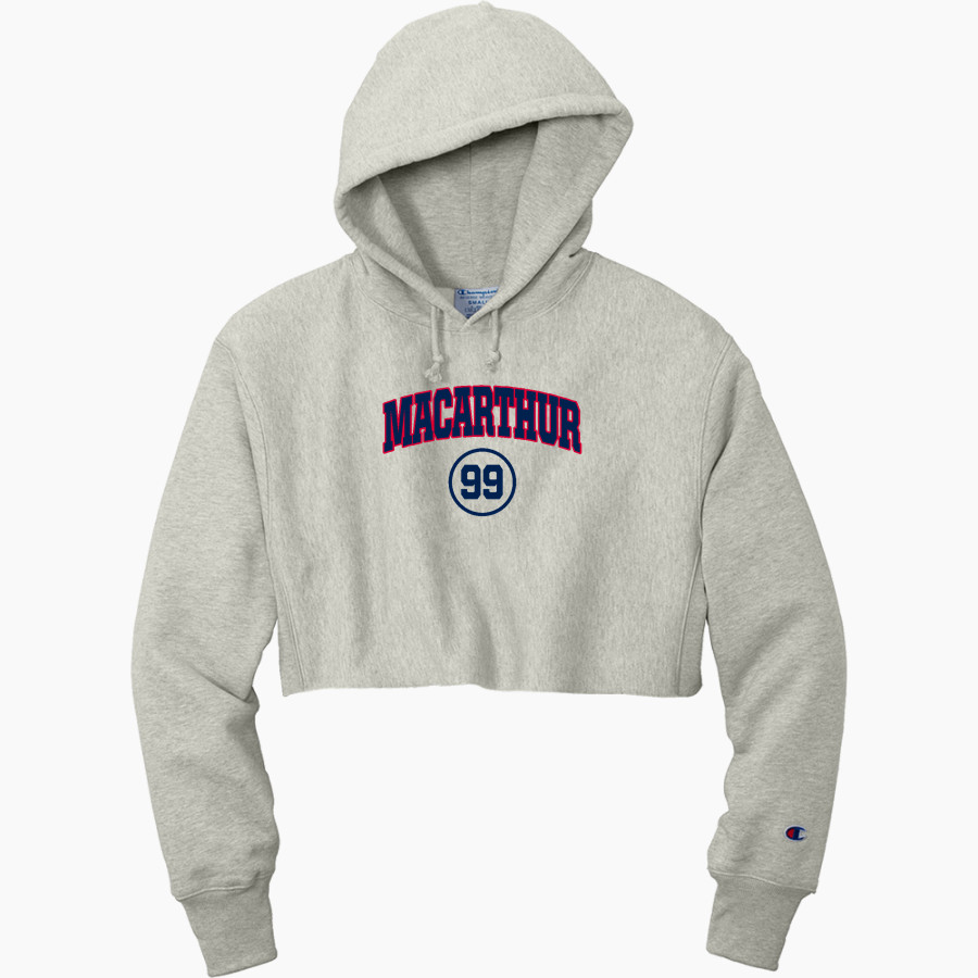 MacArthur Generals <span class="pdp-name-mascot">MACARTHUR HIGH SCHOOL Generals</span> Champion Women's Reverse Weave Cropped Cut-Off Hooded Sweatshirt