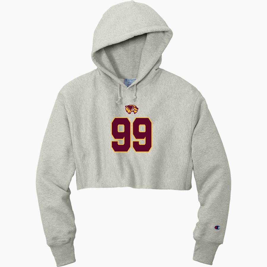 Au Gres-Sims HIGH SCHOOL WOLVERINES <span class="pdp-name-mascot">AU GRES - SIMS WOLVERINES</span> Champion Women's Reverse Weave Cropped Cut-Off Hooded Sweatshirt