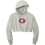 Gloversville High School <span class="pdp-name-mascot">Gloversville Dragon Huskies</span> Champion Women's Reverse Weave Cropped Cut-Off Hooded Sweatshirt Front Thumbnail