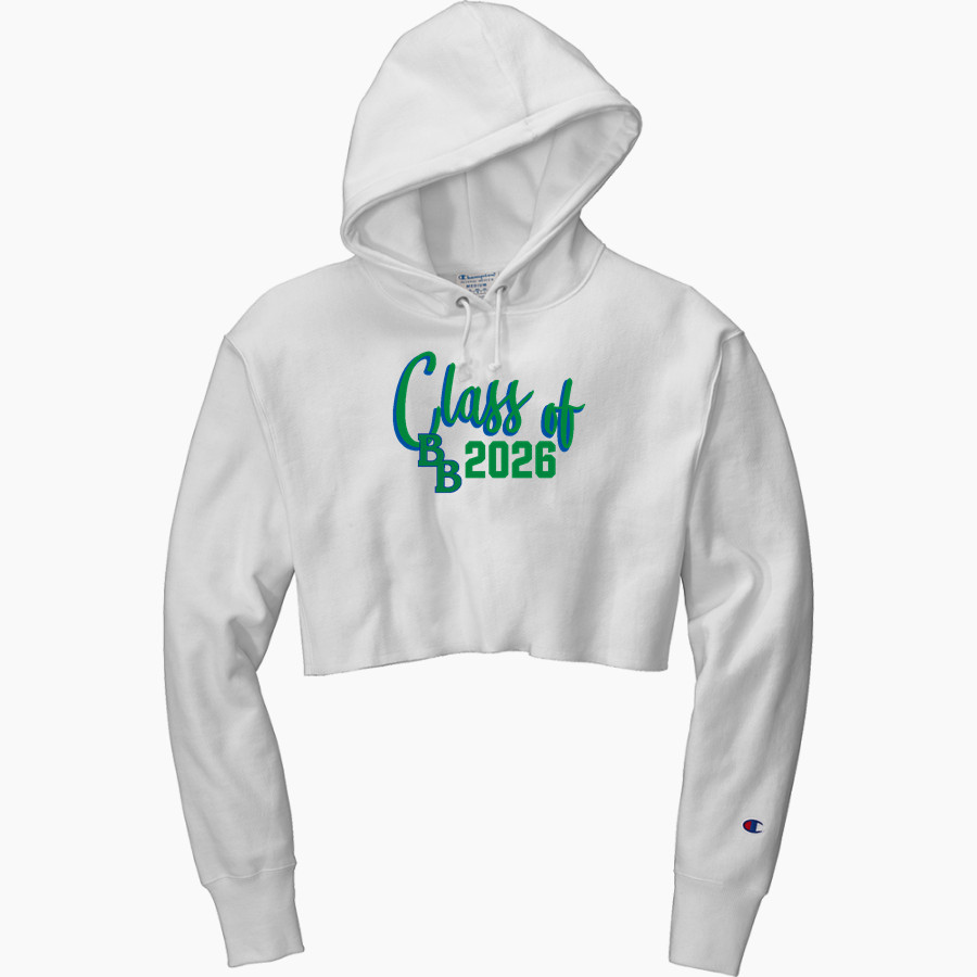 The Blake School BEARS ONLINE STORE <span class="pdp-name-mascot">Blake Bears</span> Champion Women's Reverse Weave Cropped Cut-Off Hooded Sweatshirt