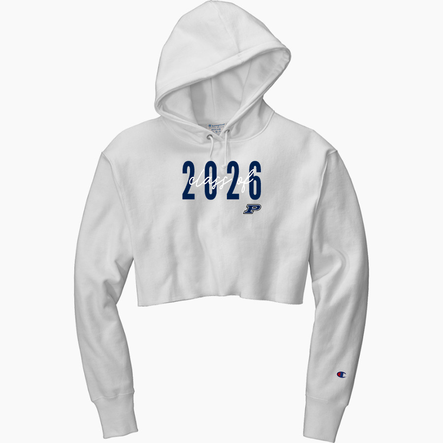 PASQUOTANK COUNTY HIGH SCHOOL PANTHERS <span class="pdp-name-mascot">PASQUOTANK COUNTY PANTHERS</span> Champion Women's Reverse Weave Cropped Cut-Off Hooded Sweatshirt