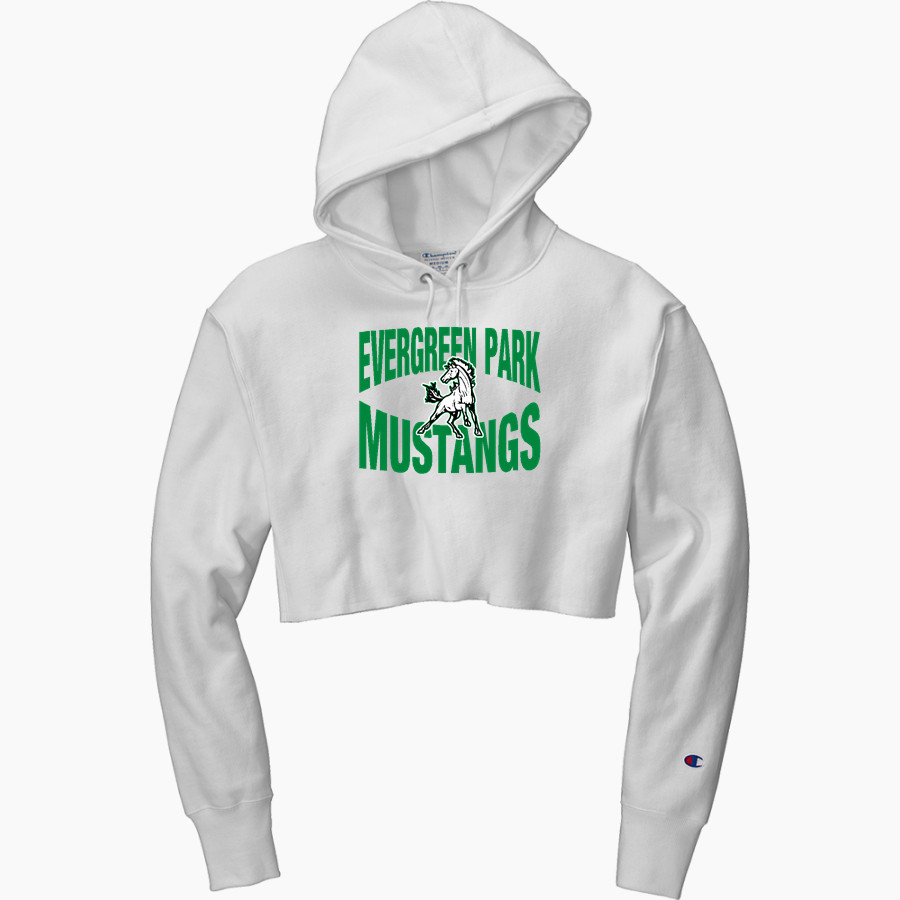 EVERGREEN PARK HIGH SCHOOL MUSTANGS <span class="pdp-name-mascot">EVERGREEN PARK MUSTANGS</span> Champion Women's Reverse Weave Cropped Cut-Off Hooded Sweatshirt