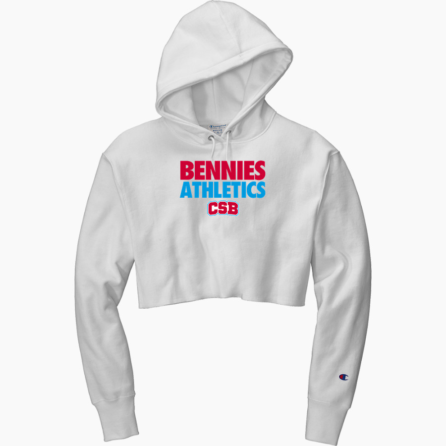 COLLEGE OF ST BENEDICT Bennies <span class="pdp-name-mascot">COLLEGE OF ST BENEDICT</span> Champion Women's Reverse Weave Cropped Cut-Off Hooded Sweatshirt