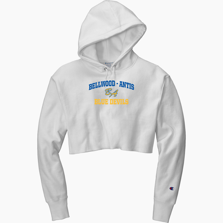 BELLWOOD-ANTIS HIGH SCHOOL BLUE DEVILS <span class="pdp-name-mascot">BELLWOOD - ANTIS BLUE DEVILS</span> Champion Women's Reverse Weave Cropped Cut-Off Hooded Sweatshirt