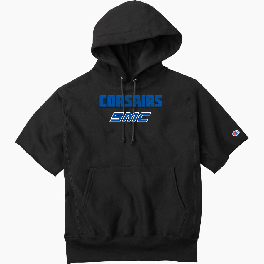 Santa Monica Corsairs <span class="pdp-name-mascot">Santa Monica College Corsairs</span> Champion Men's Reverse Weave Short Sleeve Hooded Sweatshirt