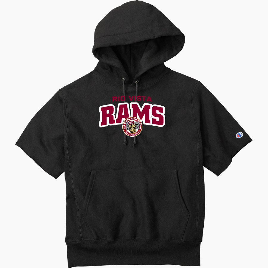 RIO VISTA HIGH SCHOOL RAMS <span class="pdp-name-mascot">RIO VISTA RAMS</span> Champion Men's Reverse Weave Short Sleeve Hooded Sweatshirt