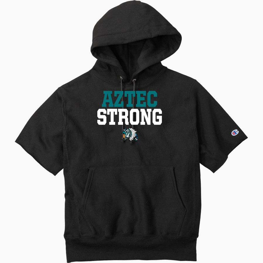 MENDOTA HIGH SCHOOL AZTECS Champion Men's Reverse Weave Short Sleeve Hooded Sweatshirt