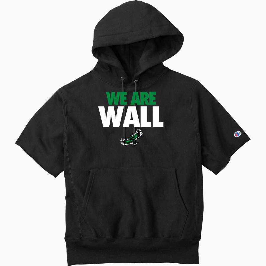 WALL HIGH SCHOOL HAWKS <span class="pdp-name-mascot">WALL HAWKS</span> Champion Men's Reverse Weave Short Sleeve Hooded Sweatshirt