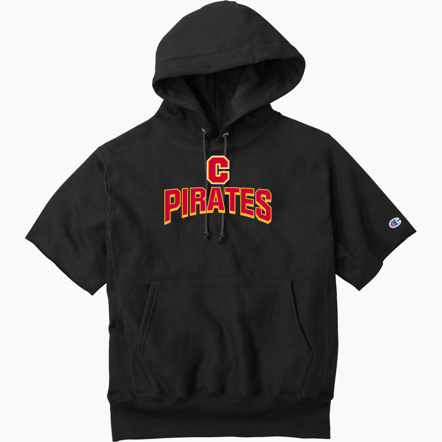 COFFEEVILLE HIGH SCHOOL PIRATES Champion Men's Reverse Weave Short Sleeve Hooded Sweatshirt