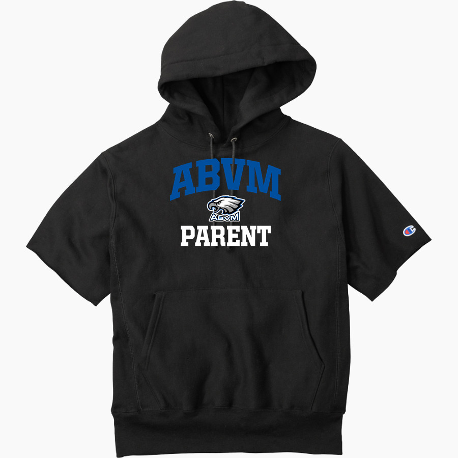 Assumption BVM Eagles Champion Men's Reverse Weave Short Sleeve Hooded Sweatshirt