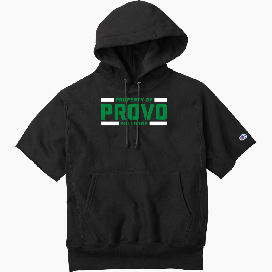 PROVO HIGH SCHOOL BULLDOGS <span class="pdp-name-mascot">PROVO BULLDOGS</span> Champion Men's Reverse Weave Short Sleeve Hooded Sweatshirt