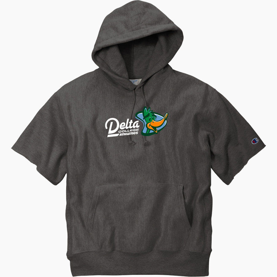 Delta College Pioneers <span class="pdp-name-mascot">Delta College Athletics Pioneers</span> Champion Men's Reverse Weave Short Sleeve Hooded Sweatshirt