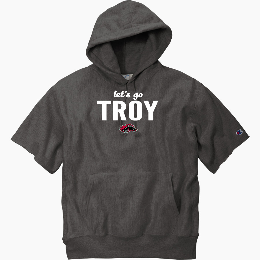 TROY HIGH SCHOOL COLTS Champion Men's Reverse Weave Short Sleeve Hooded Sweatshirt