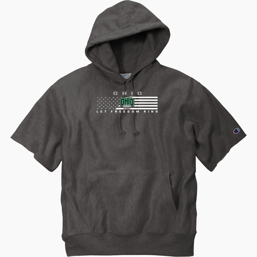 Ohio Bobcats <span class="pdp-name-mascot">Ohio University Hockey Bobcats</span> Champion Men's Reverse Weave Short Sleeve Hooded Sweatshirt