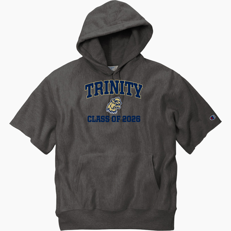 Trinity College Bantams The Official Online Store <span class="pdp-name-mascot">Trinity Bantams</span> Champion Men's Reverse Weave Short Sleeve Hooded Sweatshirt