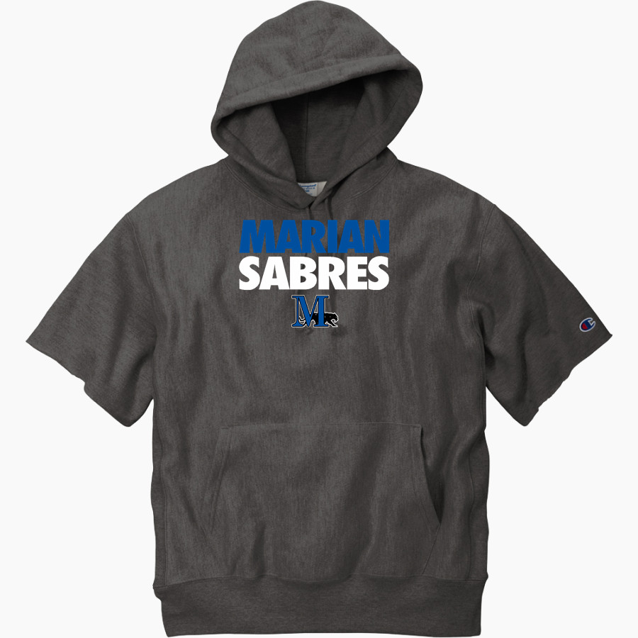 Marian SABRES <span class="pdp-name-mascot">Marian University SABRES</span> Champion Men's Reverse Weave Short Sleeve Hooded Sweatshirt