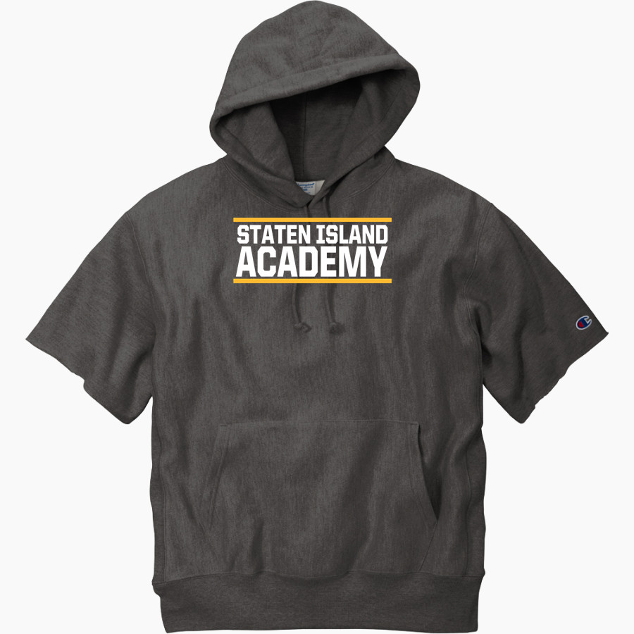 STATEN ISLAND ACADEMY The Official Store of the Tigers <span class="pdp-name-mascot">STATEN ISLAND ACADEMY TIGERS</span> Champion Men's Reverse Weave Short Sleeve Hooded Sweatshirt