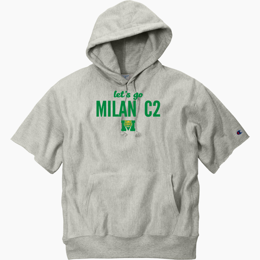 Milan C2 Wildcats <span class="pdp-name-mascot">Milan C2 Wildcats</span> Champion Men's Reverse Weave Short Sleeve Hooded Sweatshirt