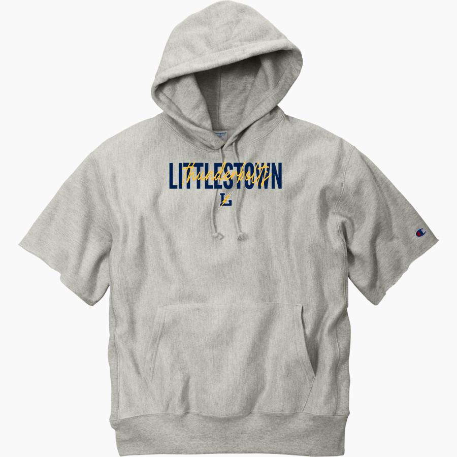LITTLESTOWN HIGH SCHOOL THUNDERBOLTS Champion Men's Reverse Weave Short Sleeve Hooded Sweatshirt