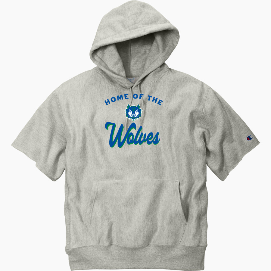 PCRHS Wolves Official Sideline Store <span class="pdp-name-mascot">PROVIDENCE CRISTO REY WOLVES</span> Champion Men's Reverse Weave Short Sleeve Hooded Sweatshirt