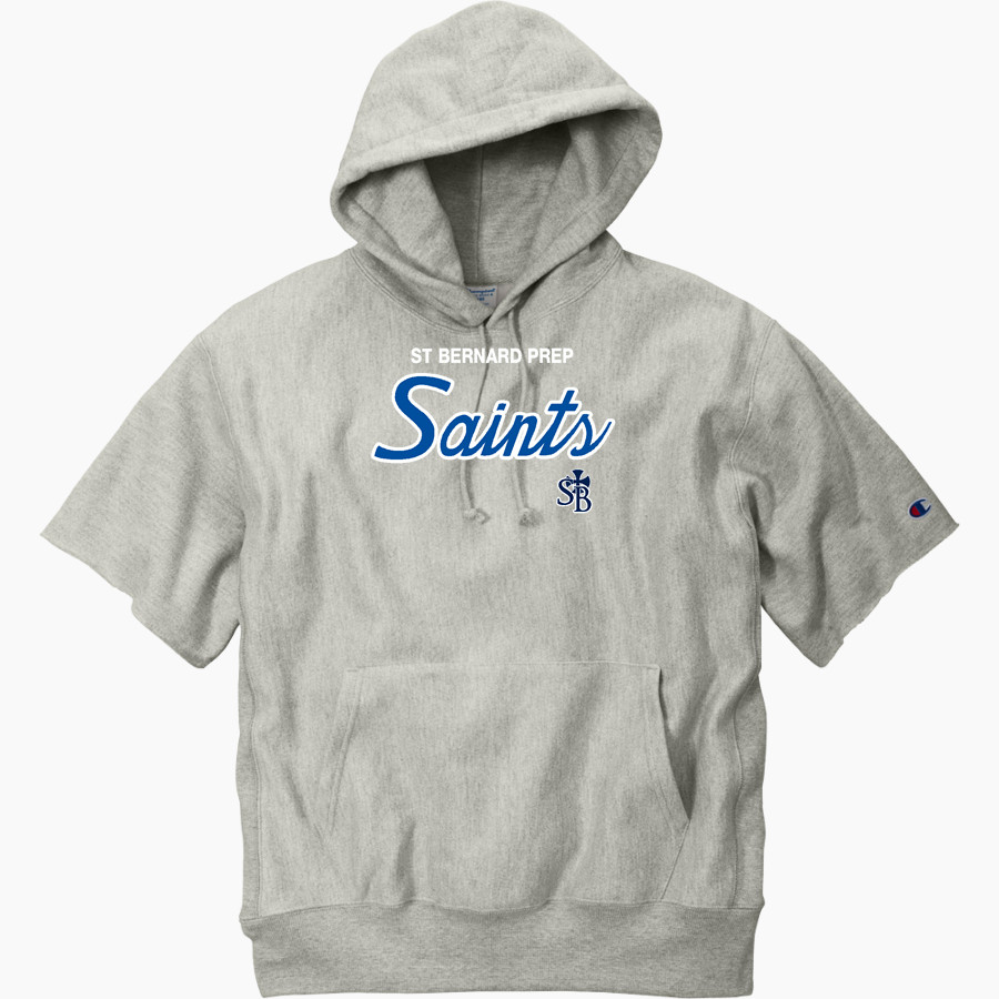 ST BERNARD PREP SAINTS <span class="pdp-name-mascot">ST BERNARD PREP SAINTS</span> Champion Men's Reverse Weave Short Sleeve Hooded Sweatshirt