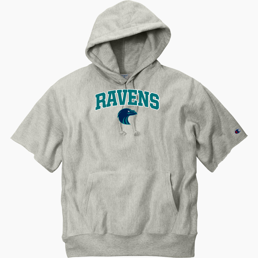 AUBURN RIVERSIDE HIGH SCHOOL RAVENS Champion Men's Reverse Weave Short Sleeve Hooded Sweatshirt