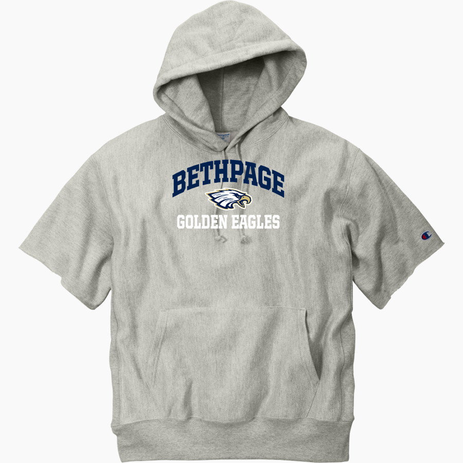 BETHPAGE HIGH SCHOOL GOLDEN EAGLES <span class="pdp-name-mascot">BETHPAGE GOLDEN EAGLES</span> Champion Men's Reverse Weave Short Sleeve Hooded Sweatshirt