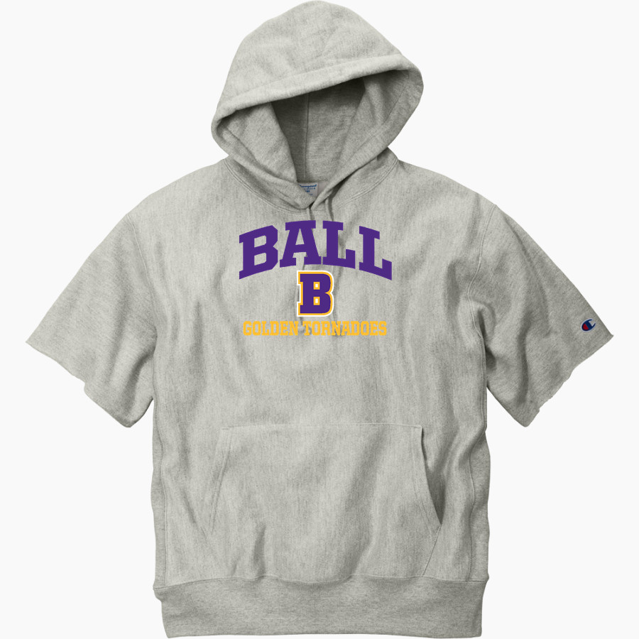 BALL HIGH SCHOOL GOLDEN TORNADOES Champion Men's Reverse Weave Short Sleeve Hooded Sweatshirt