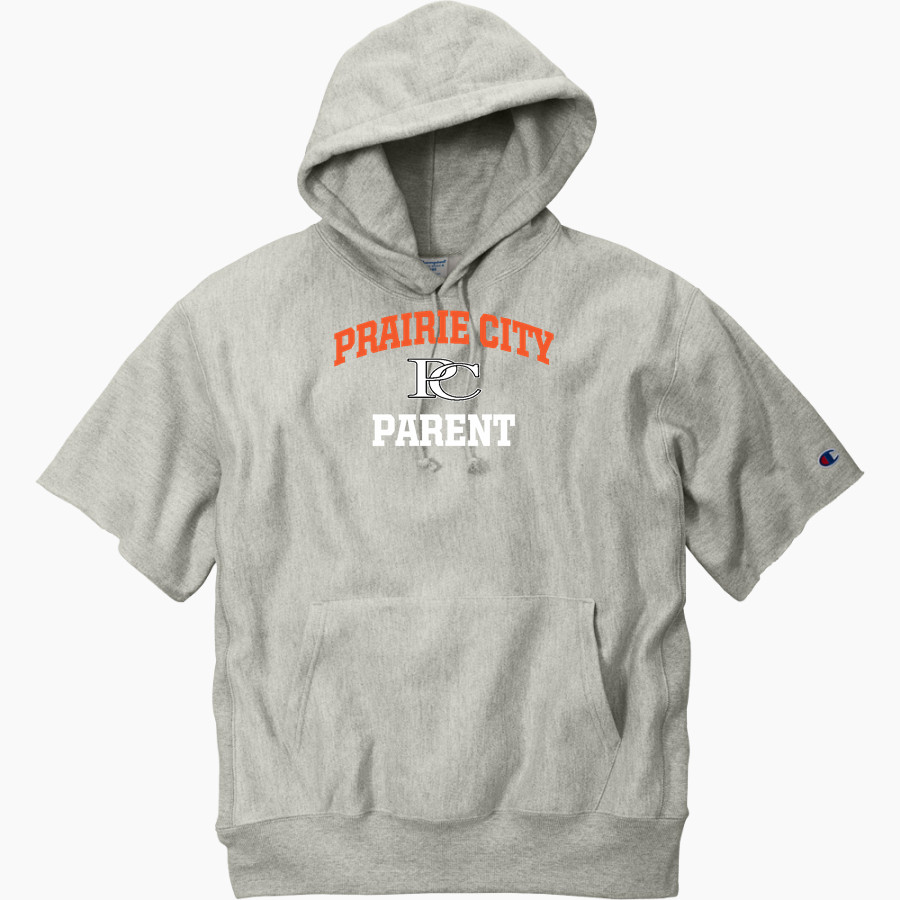 PRAIRIE CITY SCHOOL PANTHERS <span class="pdp-name-mascot">PRAIRIE CITY PANTHERS</span> Champion Men's Reverse Weave Short Sleeve Hooded Sweatshirt