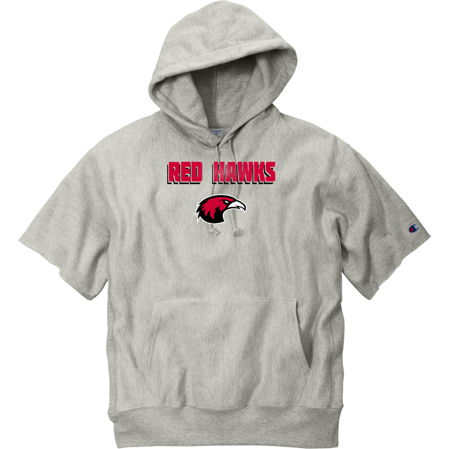 Simpson University Red Hawks <span class="pdp-name-mascot">Simpson Red Hawks</span> Champion Men's Reverse Weave Short Sleeve Hooded Sweatshirt
