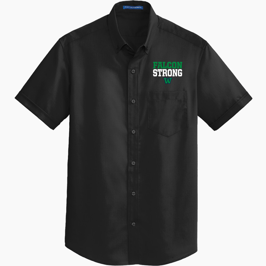 WOODINVILLE HIGH SCHOOL FALCONS Port Authority Men's Short Sleeve SuperPro Twill Shirt