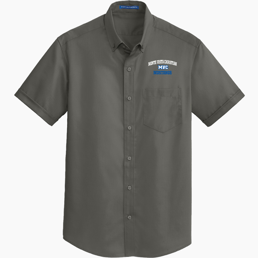 Monte Vista Christian Mustangs Port Authority Men's Short Sleeve SuperPro Twill Shirt