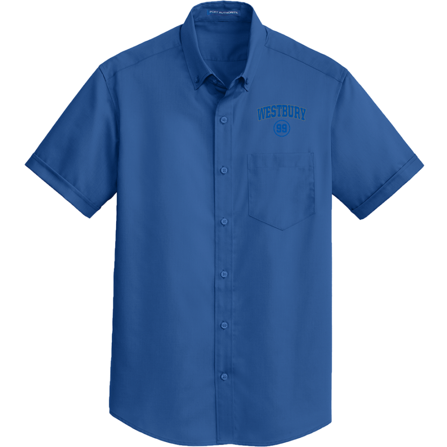 WESTBURY HIGH SCHOOL HUSKIES <span class="pdp-name-mascot">WESTBURY HUSKIES</span> Port Authority Men's Short Sleeve SuperPro Twill Shirt