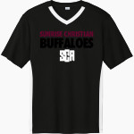 Sunrise Christian Buffaloes Sport-Tek Men's Competitor United Short-Sleeve V-Neck Front Thumbnail
