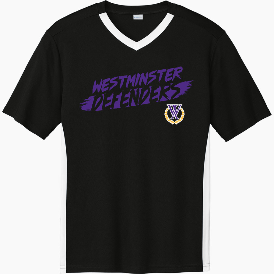 Westminster Defenders <span class="pdp-name-mascot">Westminster Defenders</span> Sport-Tek Men's Competitor United Short-Sleeve V-Neck