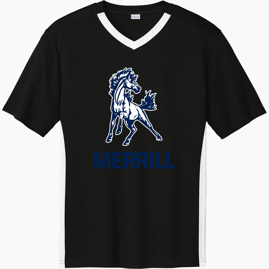 Merrill Mustangs Sport-Tek Men's Competitor United Short-Sleeve V-Neck