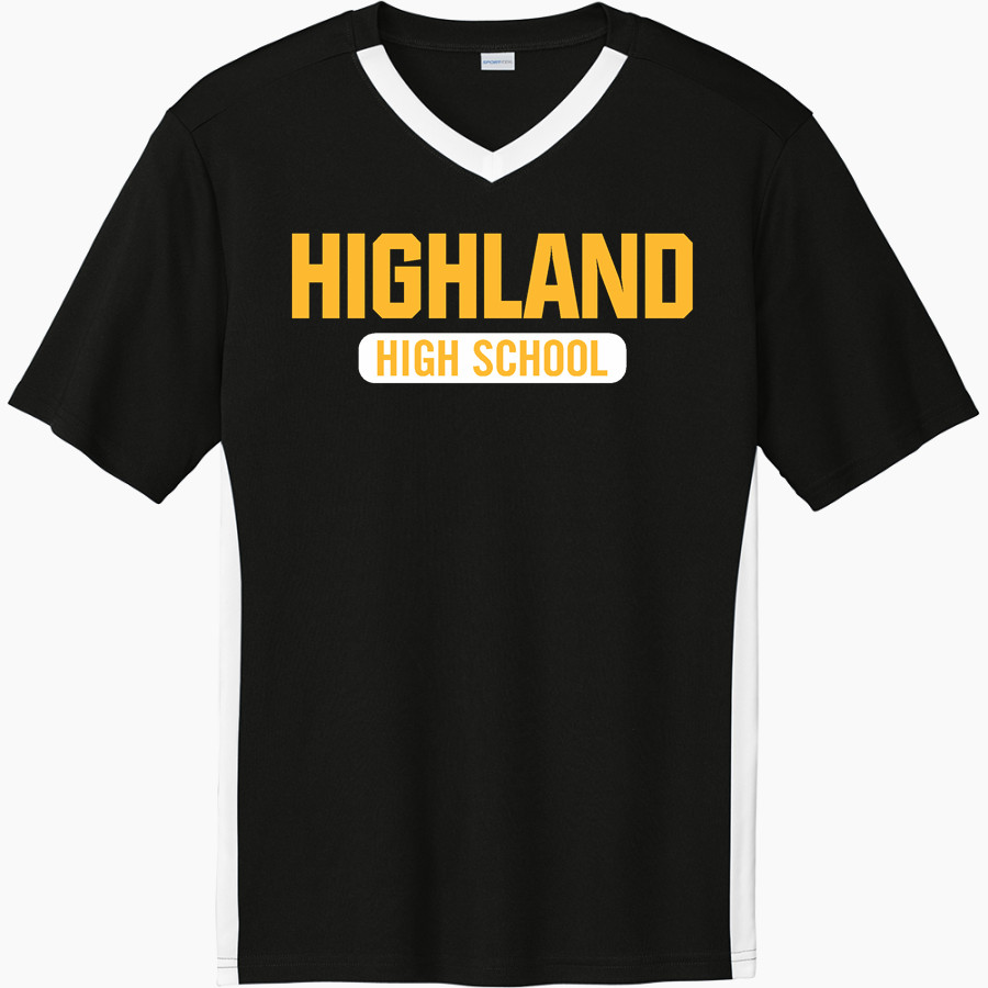HIGHLAND HIGH SCHOOL HUSKIES Sport-Tek Men's Competitor United Short-Sleeve V-Neck