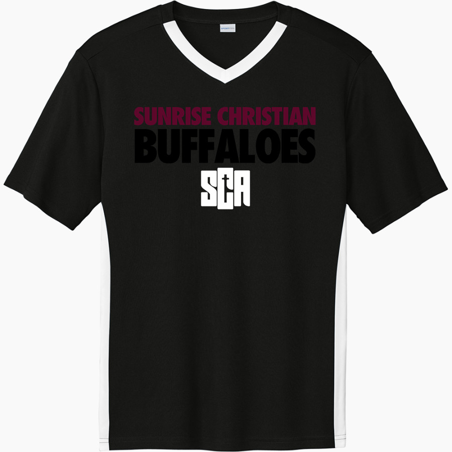 Sunrise Christian Buffaloes Sport-Tek Men's Competitor United Short-Sleeve V-Neck