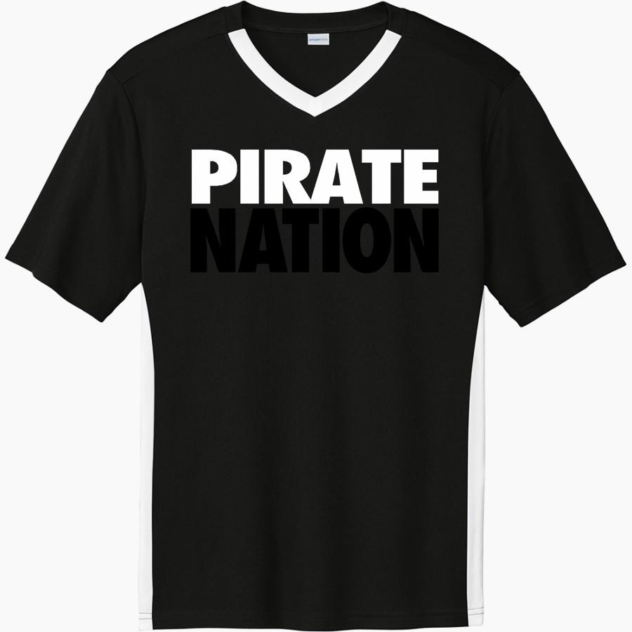 PECK COMMUNITY Pirates <span class="pdp-name-mascot">PECK COMMUNITY SCHOOLS Pirates</span> Sport-Tek Men's Competitor United Short-Sleeve V-Neck