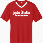 Jupiter Christian Eagles <span class="pdp-name-mascot">Jupiter Eagles</span> Sport-Tek Men's Competitor United Short-Sleeve V-Neck Front Thumbnail