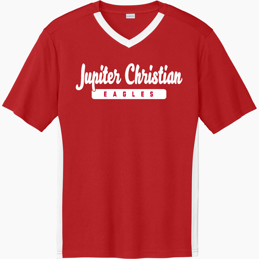 Jupiter Christian Eagles <span class="pdp-name-mascot">Jupiter Eagles</span> Sport-Tek Men's Competitor United Short-Sleeve V-Neck