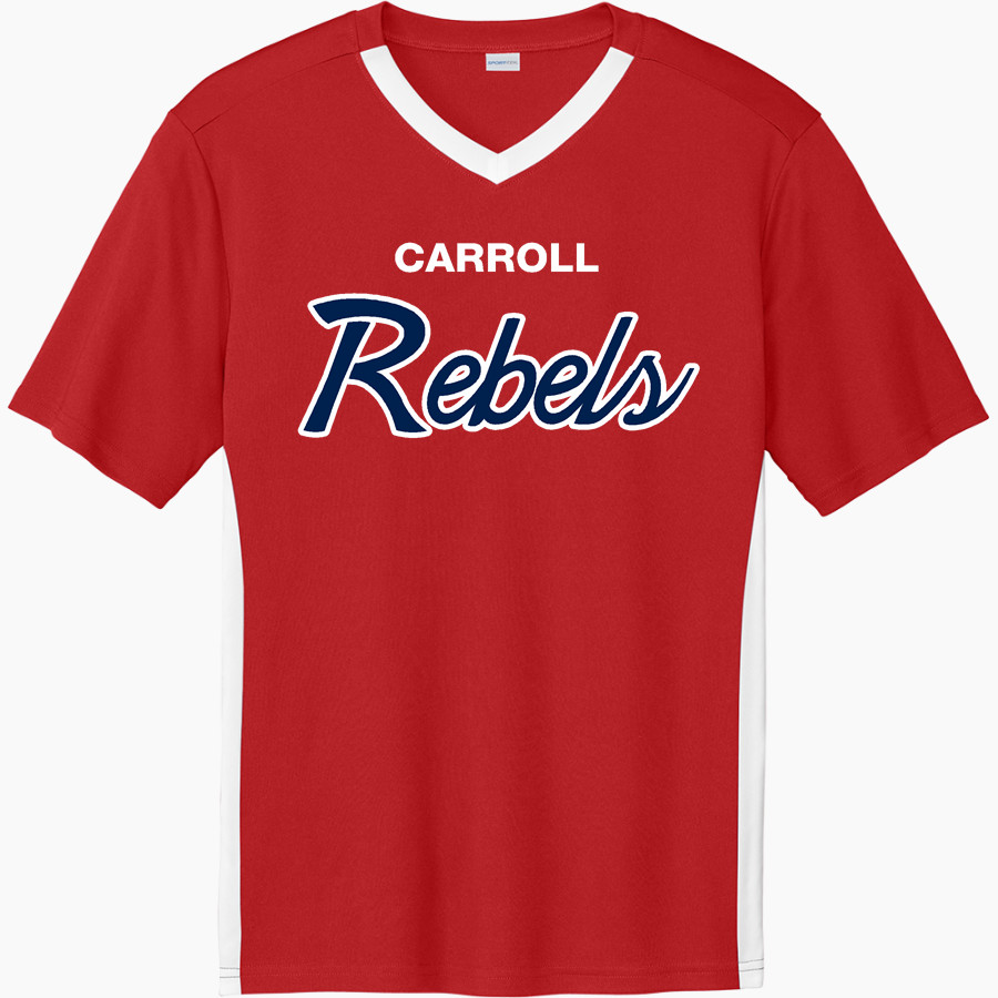Carroll Rebels Sport-Tek Men's Competitor United Short-Sleeve V-Neck