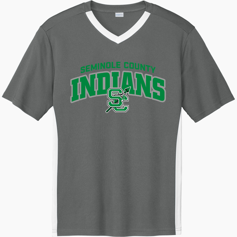 SEMINOLE COUNTY HIGH SCHOOL INDIANS <span class="pdp-name-mascot">SEMINOLE COUNTY INDIANS</span> Sport-Tek Men's Competitor United Short-Sleeve V-Neck